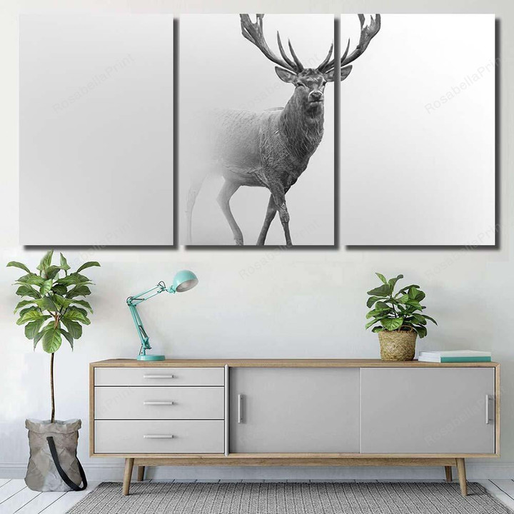 Red Deer Nature Wildlife Animal Walking 2 Deer Animals Canvas Art Red Deer Canvas Mold Remover Great Canvas For Acrylic Painting