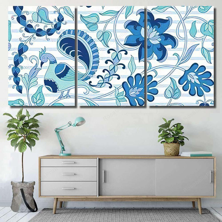 Seamless Fantastic Blue Floral Pattern Fantastic Premium Painting Canvas Seamless Fantastic Boho Canvas Wall Art Nice Paint Canvas For Kids