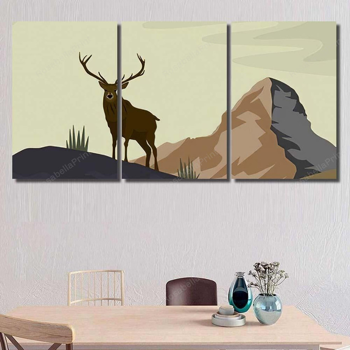 Deer Mountains Front Mountain On Hill Deer Animals Canvas Wall Art Deer Mountains Canvas Painter Small Keds Canvas Sneakers For Women