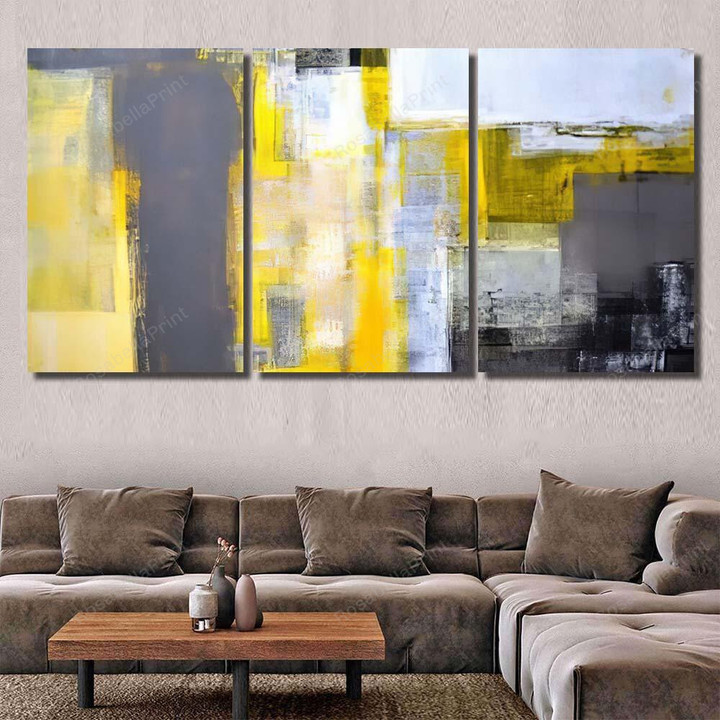 Grey Yellow Abstract Art Painting 4 Abstract Canvas Grey Yellow Large Canvas Small Canvas For Painting