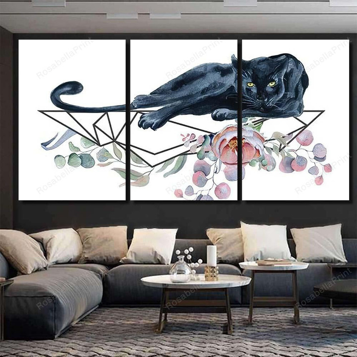 Geometric Botanical Design Frame Wild Panther Black Panther Animals Canvas Art Geometric Botanical Mission Canvas Belt Wonderful Canvas Boards For Painting 8x10