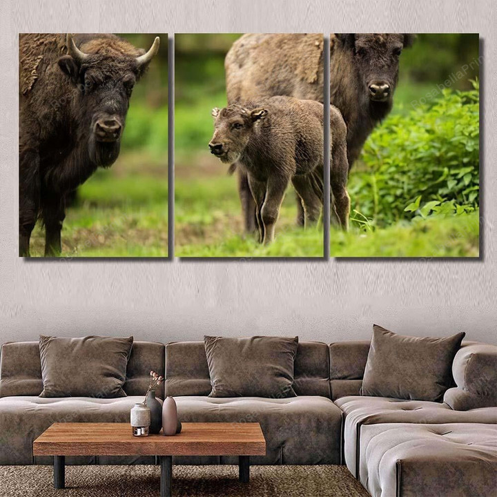 European Bison Bonasus 1 Bison Animals Painting Canvas European Bison Floral Canvas Tote Fun Rectangle Canvas For Painting