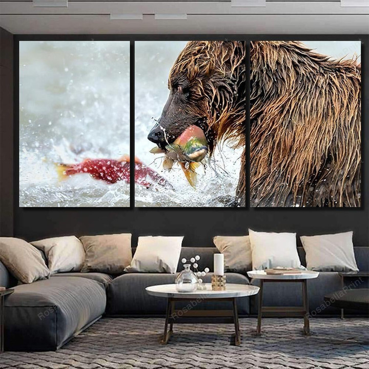 Bear Fishing Salmon Kamchatka Russia Kurile Bear Animals Canvas Art Bear Fishing Canvas Set Great Paints For Canvas
