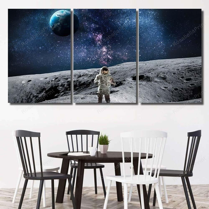 Moon Surface Astronaut On Planet Earth 1 Astronaut Painting Canvas Moon Surface Bella Canvas Triblend Hoodie Fit Supplies For Canvas Painting