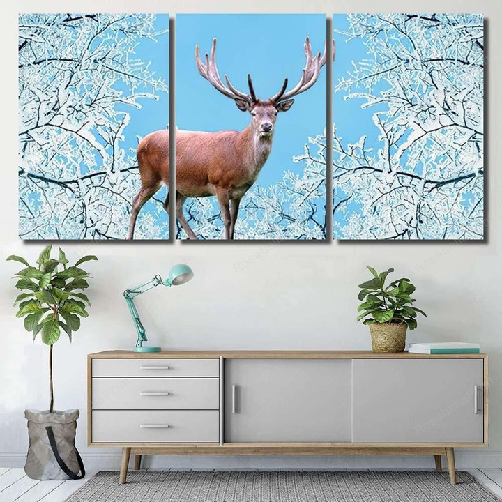 Deer Winter Forest 1 Deer Animals Canvas Art Deer Winter Art Supply Canvas Huge Large Canvas For Painting