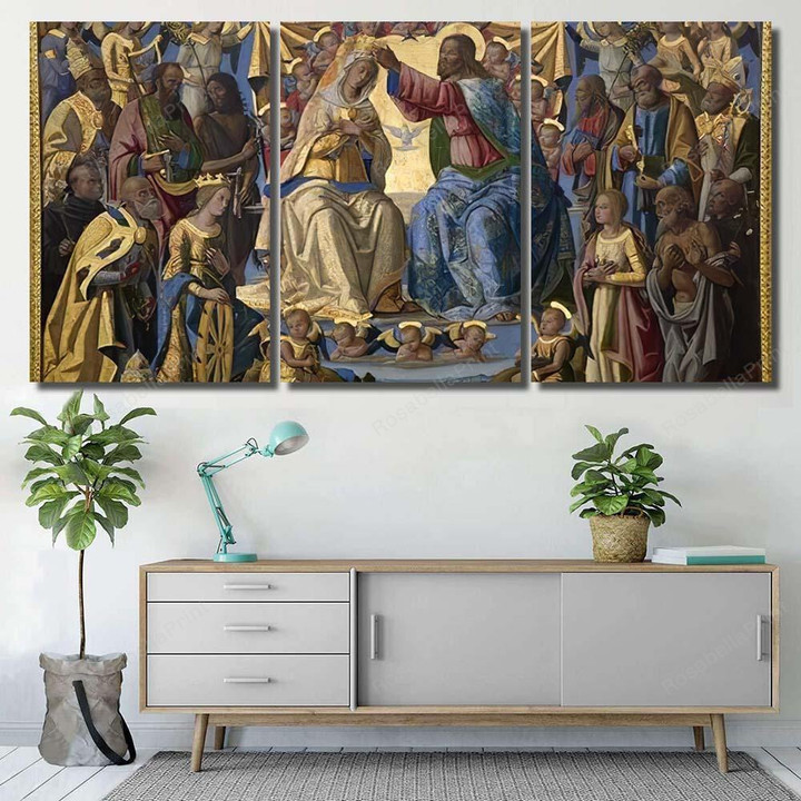 Jesus Christ Coronation Holy Mary Paint Christian Painting Canvas Jesus Christ Watercolor Canvas Cool Painting Canvas For Kids
