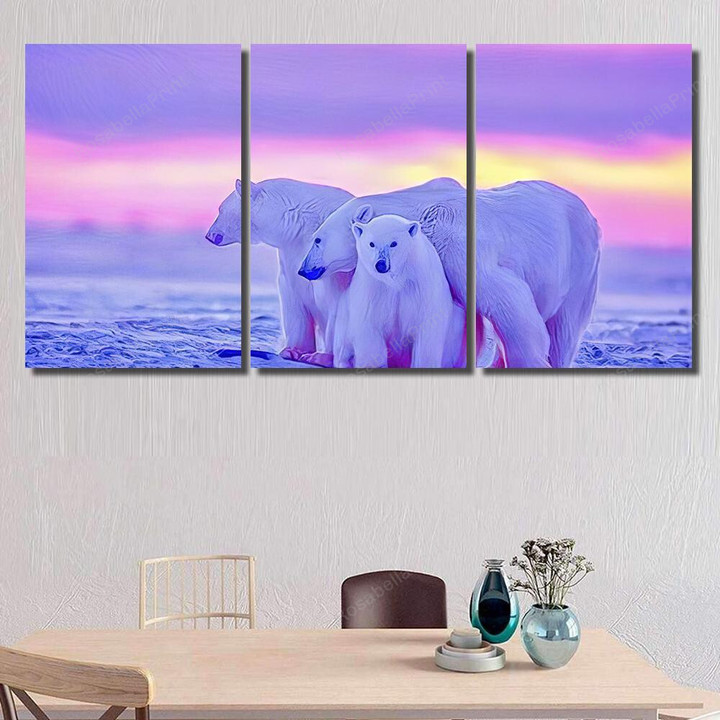 Polar Bear Cubs Against Canadian Arctic Bear Animals Canvas Polar Bear Canvas Fabric Beautiful Canvas Boards For Painting 8x10