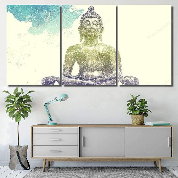 Abstract Watercolor Effect Public Old Ancient Buddha Religion Canvas Wall Art Abstract Watercolor Canvas Board Large Small Plaster For Canvas Painting