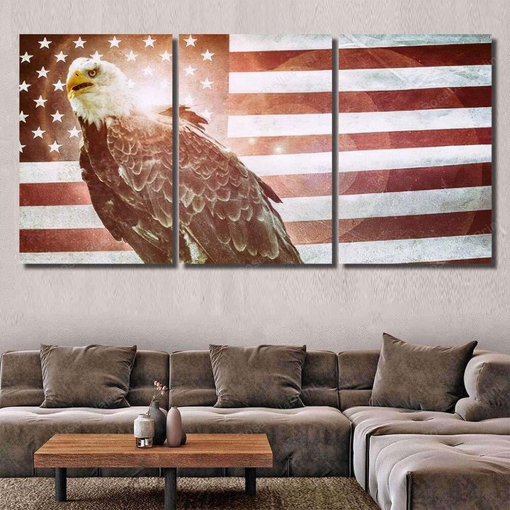 American Bald Eagle Flag Classic Symbol Eagle Animals Premium Painting Canvas American Bald Canvas Painting Kit Beautiful Work Tote Bags For Women Canvas