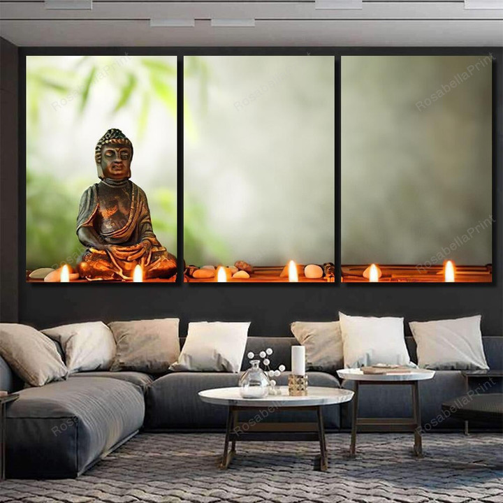Buddha Candles Religious Concept Buddha Religion Painting Canvas Buddha Candles Framed Canvas Wall Art Ready To Hang Nice Paints For Canvas