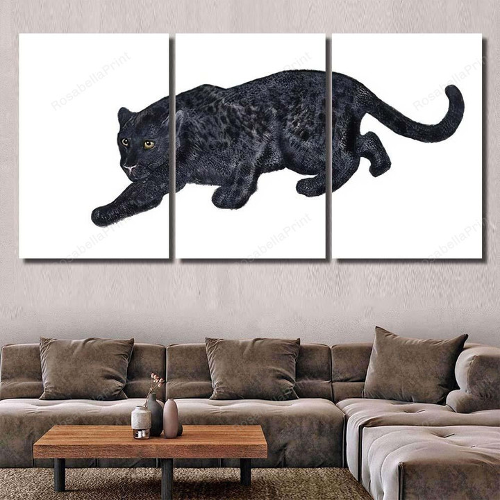 Black Panther On White Background Black Panther Animals Canvas Black Panther Large Flower Canvas Attractive Canvas For Painting For Kids