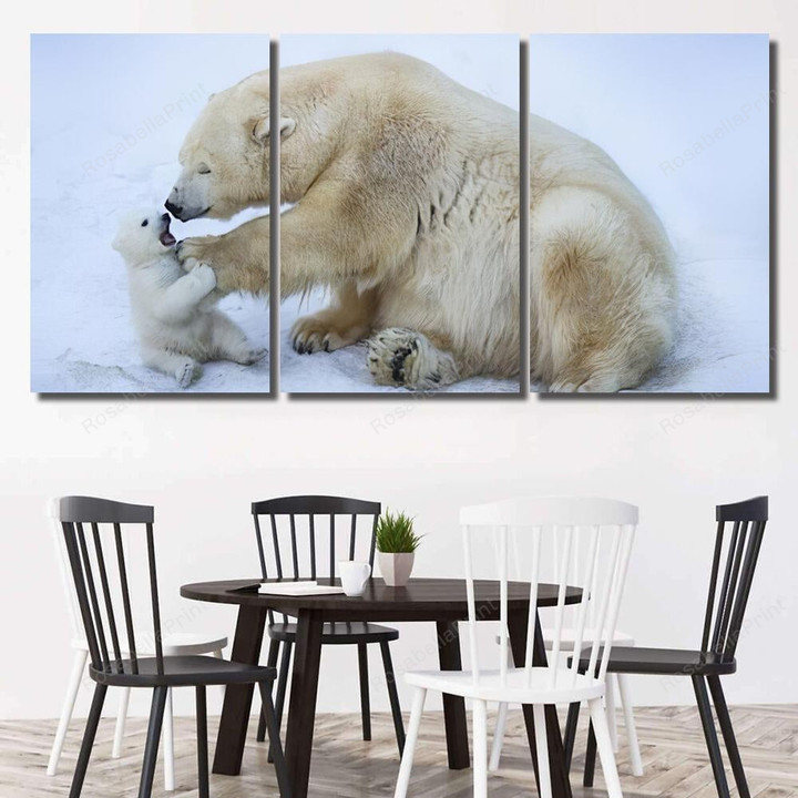 Polar Bear Mom 1 Bear Animals Canvas Art Polar Bear Flat Canvas Plain Paint Markers For Canvas