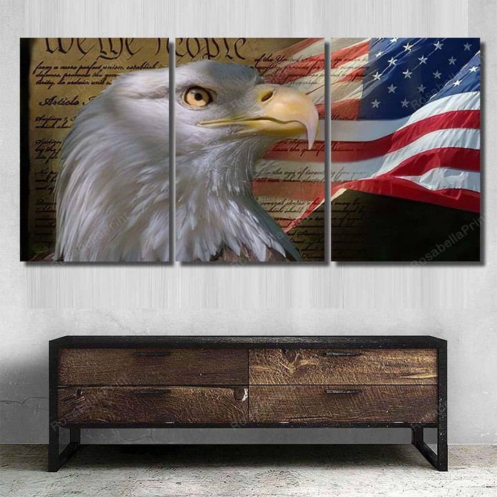 Us Flag Bald Eagle Constitution Montage Eagle Animals Premium Painting Canvas Us Flag Quality Canvas Fit Clear Canvas For Painting