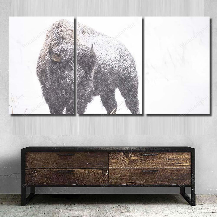 American Bison Standing Covered Snow During Bison Animals Canvas Wall Art American Bison Canvas Painter Gorgeous Work Tote Bags For Women Canvas