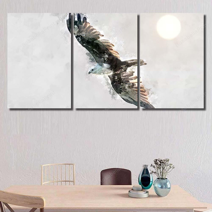 Watercolor Image Seaeagle Flying On Sky Eagle Animals Premium Painting Canvas Watercolor Image Crafts Canvas Great Canvas Beach Bags For Women
