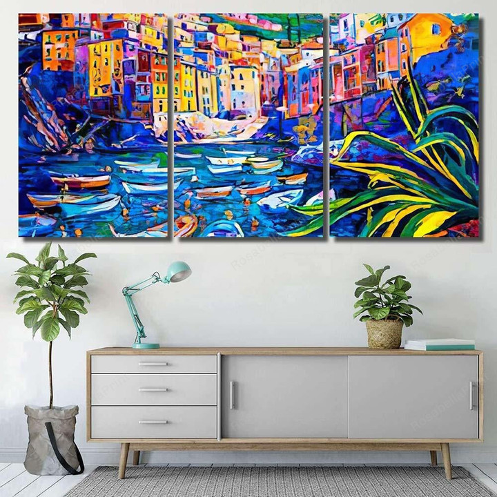 Original Oil Painting On Luxury Boats 3 Abstract Canvas Art Original Oil Art Canvas Set Clean Canvas Beach Bags For Women