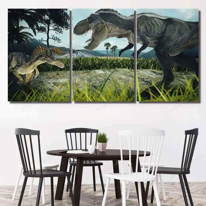 Dinosaur Scene Two Dinosaurs Fighting Each Dinosaur Animals Canvas Art Dinosaur Scene Canvas Panels Cool Canvas Boards For Painting Kids