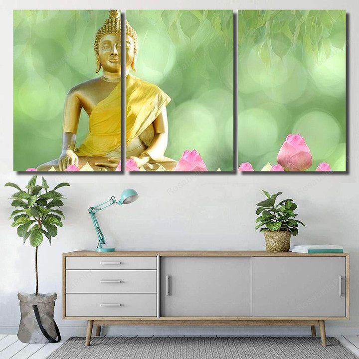Buddha Statue Background Blurred Flowers Sky Buddha Religion Canvas Art Buddha Statue Clay Canvas Board Cute Canvas Boards For Painting Kids