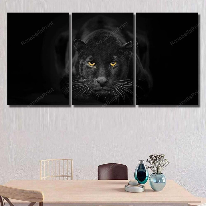 Beautiful Black Panter Portrait On Dark Black Panther Animals Canvas Beautiful Black Canvas Fabric Cute Canvas For Acrylic Painting
