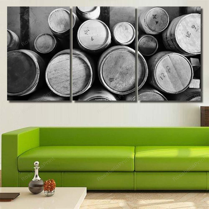 Old Wooden Barrels Pilled Stack 1 Drum Music Premium Canvas Old Wooden Boho Canvas Wall Art Attractive Canvas For Coloring