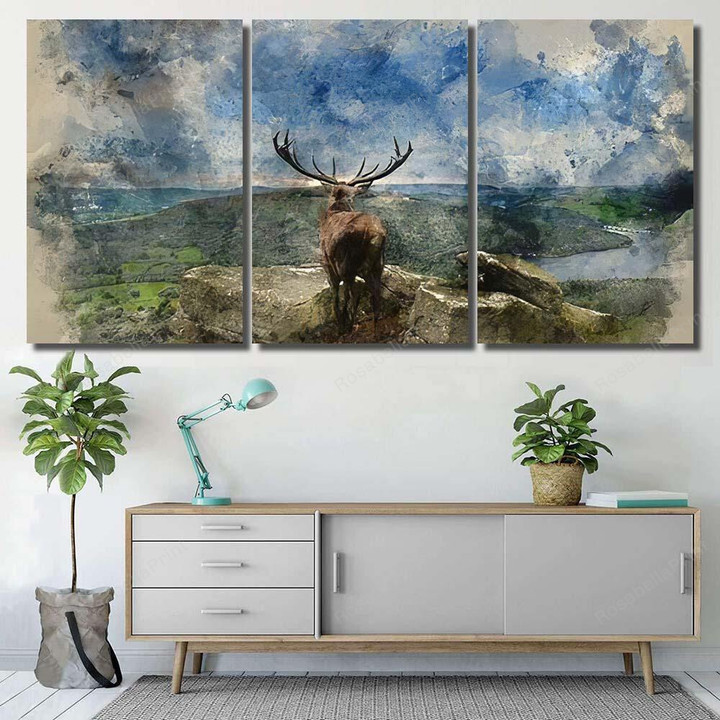 Watercolour Painting Beautiful Red Deer Stag Deer Animals Canvas Watercolour Painting Small Canvas Attractive Canvas For Acrylic Painting