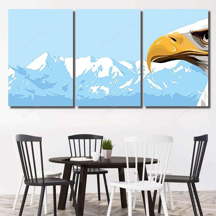 Eagle On Background Blue Mountains Eagle Animals Premium Canvas Wall Art Eagle On Canvas Club Belt Big Canvas Boards For Oil Painting