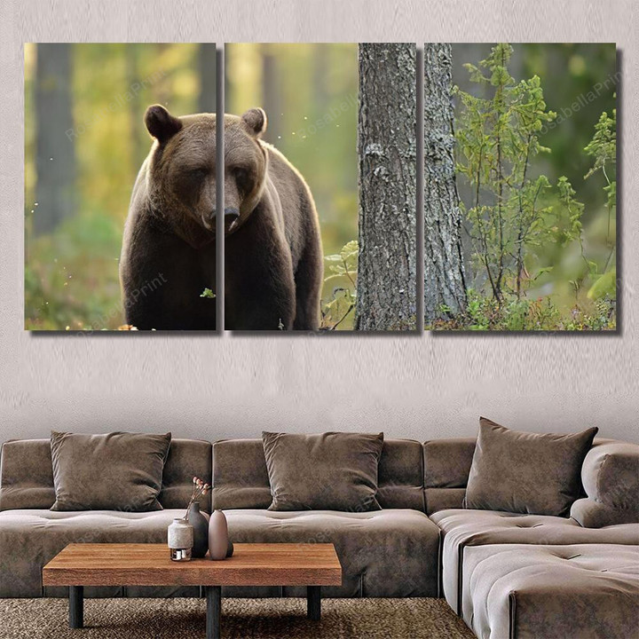 Brown Bear Forest Fall Bear Animals Canvas Wall Art Brown Bear Mini Canvas Bulk Beautiful Canvas Sets For Painting