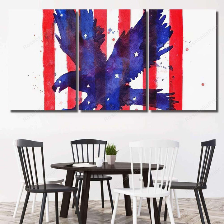 Watercolor American Blue Abstract Eagle Stars Eagle Animals Premium Painting Canvas Watercolor American Wall Pictures Canvas Nice Printable Canvas Sheets For Inkjet Printers