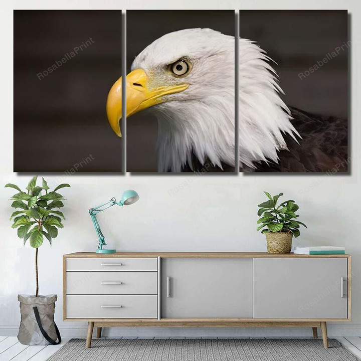 North American Bald Eagle Profile Eagle Animals Premium Canvas North American Canvas Tote Bag Design Puny Gold Paint For Canvas