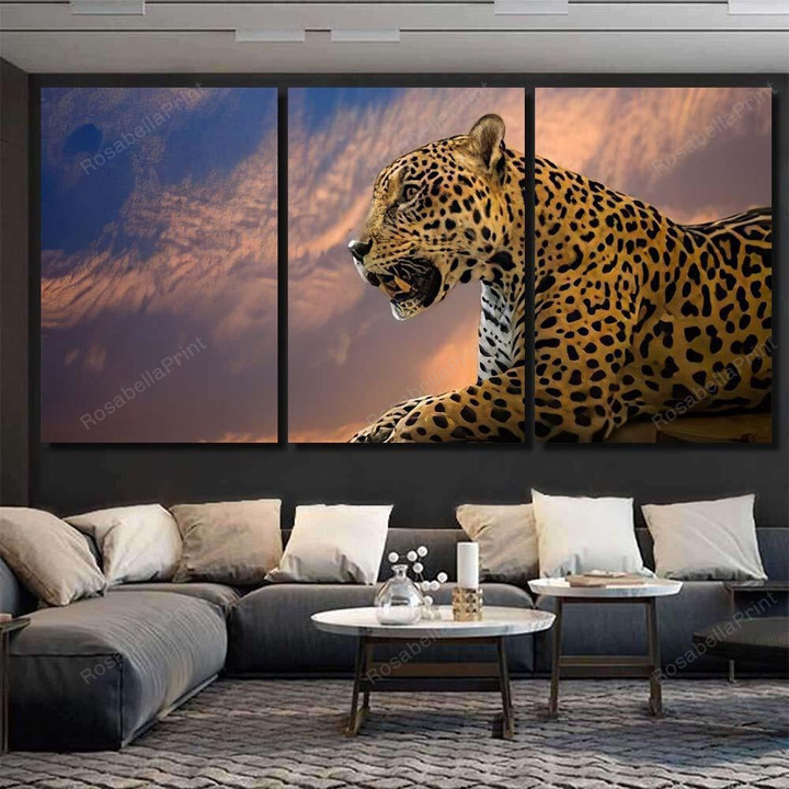 Jaguar Evening Atmosphere Black Panther Animals Canvas Wall Art Jaguar Evening Stick On Canvas Elegant Canvas For Painting