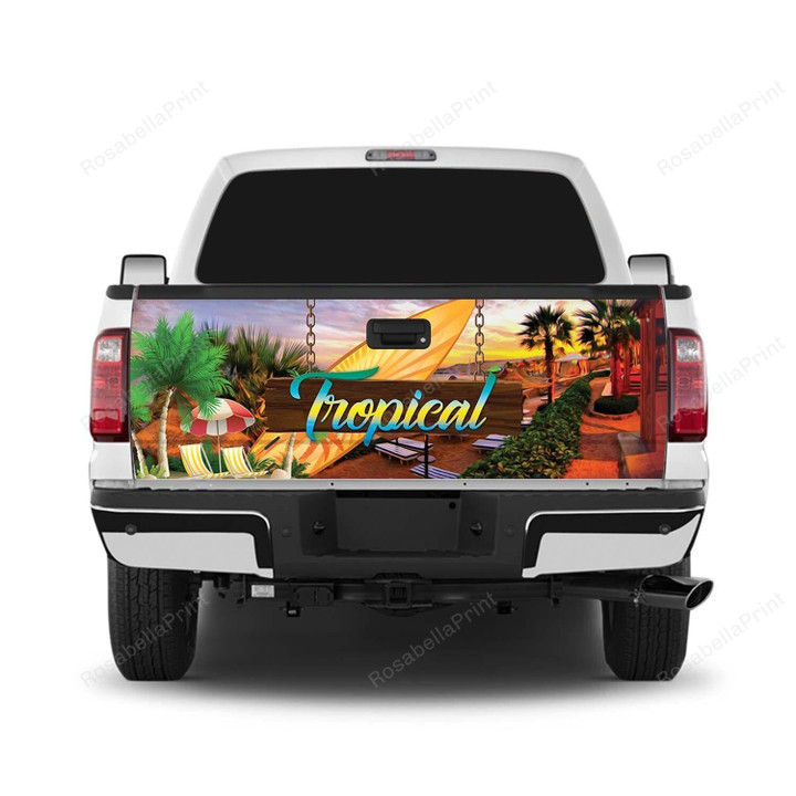 Tropical Truck Tailgate Tropical Vinyl Tailgate Wrap Tiny American Flag Decals For Trucks