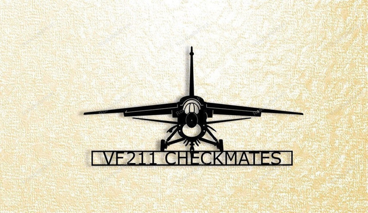 F8 Crusader Vf211 Checkmates (variable Incidence Wing In The Up Position) Metal Sign F8 Crusader Dishes Here Sign Small Farmhouse Signs For Kitchen