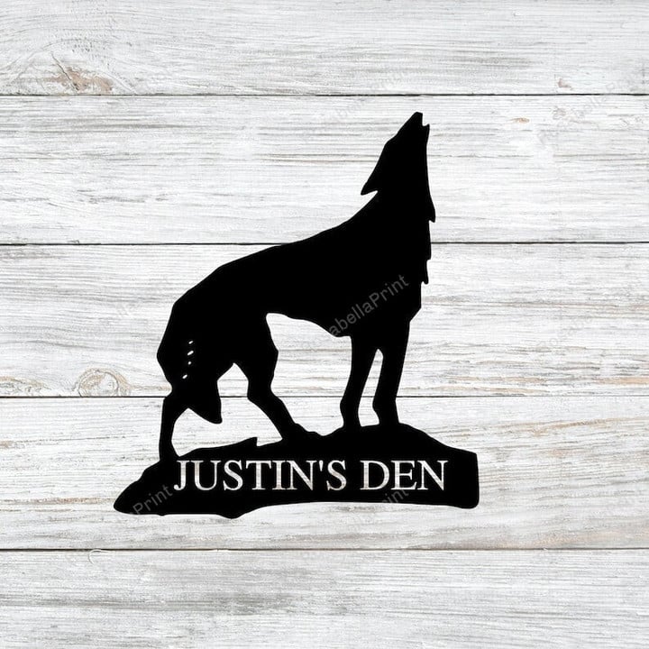 Custom Wolf Howling Sign Custom Wolf Outdoor Bar Signs Huge Last Name Signs For Home
