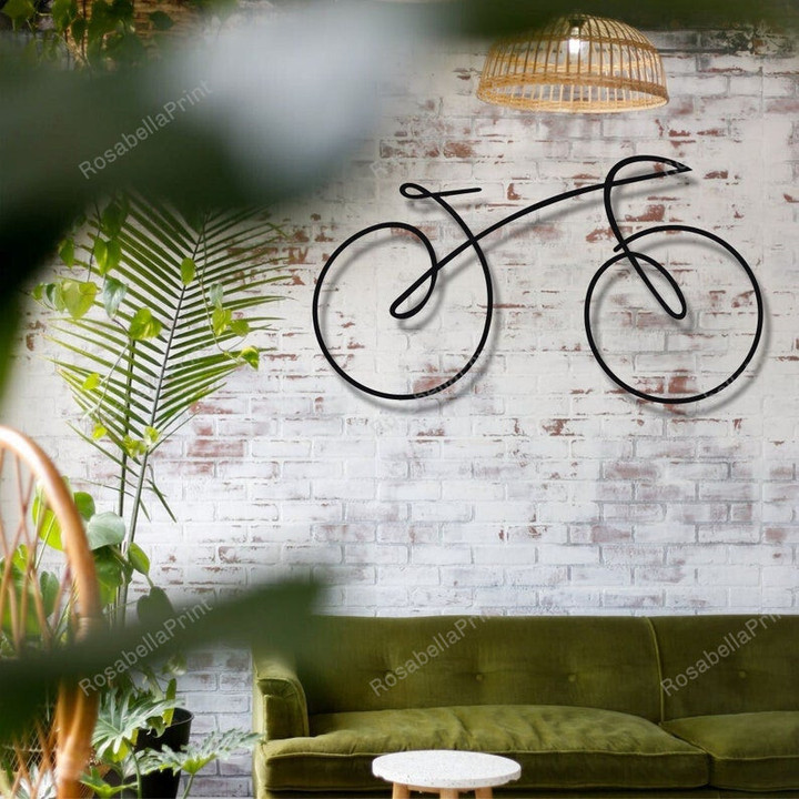 Geometric Bicycle Art Cyclist Decor Biker Metal Line Sign Geometric Bicycle Retro Kitchen Metal Signs Cute Tree Signs For Garden