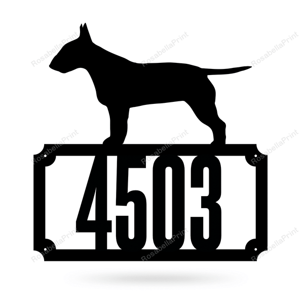 Bull Terrier Home Number Monogram Cut Metal Sign Bull Terrier Bathroom Signs Decor Farmhouse Funny Signs For Business