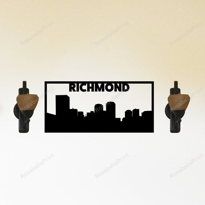 Richmond Skyline Silhouette Laser Cut Solid Steel Decorative Home Accent Wall Sign Richmond Skyline Kitchen Decor Wall Signs Big Metal Address Signs For Houses