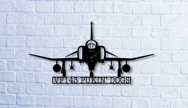 F4 Phantom Vf143 Pukin' Dogs Naval Fighter Aircraft Metal Sign F4 Phantom Patio Sign Funny Tree Signs For Garden