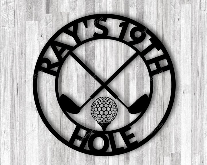 Golf 19th Hole Custom Name Metal Sign Golf 19th Road Signs Metal Attractive Last Name Signs For Home Decor Wall