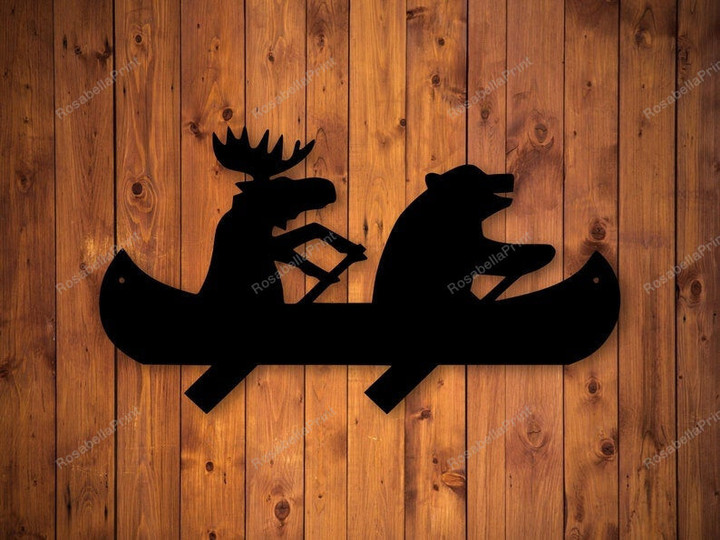Moose And Bear Canoe Metal Sign Moose And Vintage Signs Small Great Personalized Signs For Home Decor