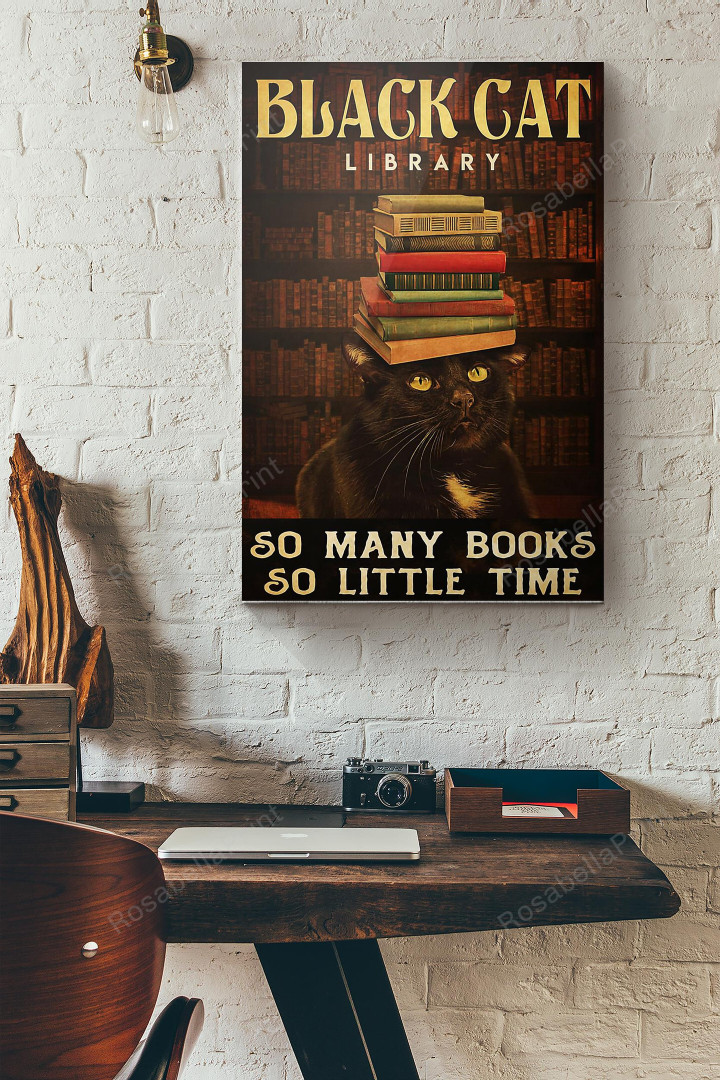 Black Cat Library So Many Canvas Wall Art Black Cat Women Canvas Shoulder Bag Cute Canvas Sets For Painting