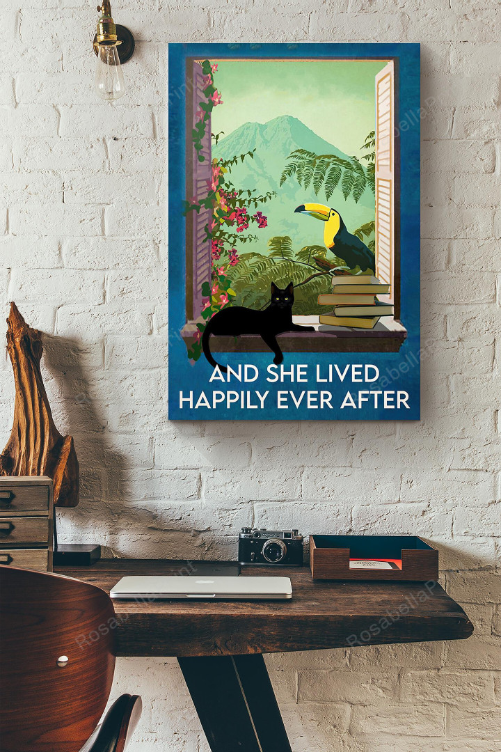 Parrot Cats And Books She Canvas Wall Art Parrot Cats Small Paintings Canvas Cute Polyester Canvas For Sublimation