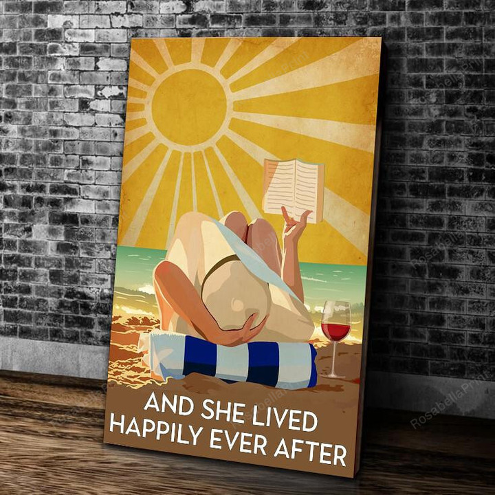 And She Lived Happily Ever Canvas Art And She Acrylic Paint Set With Canvas Elegant Canvas Beach Bags For Women