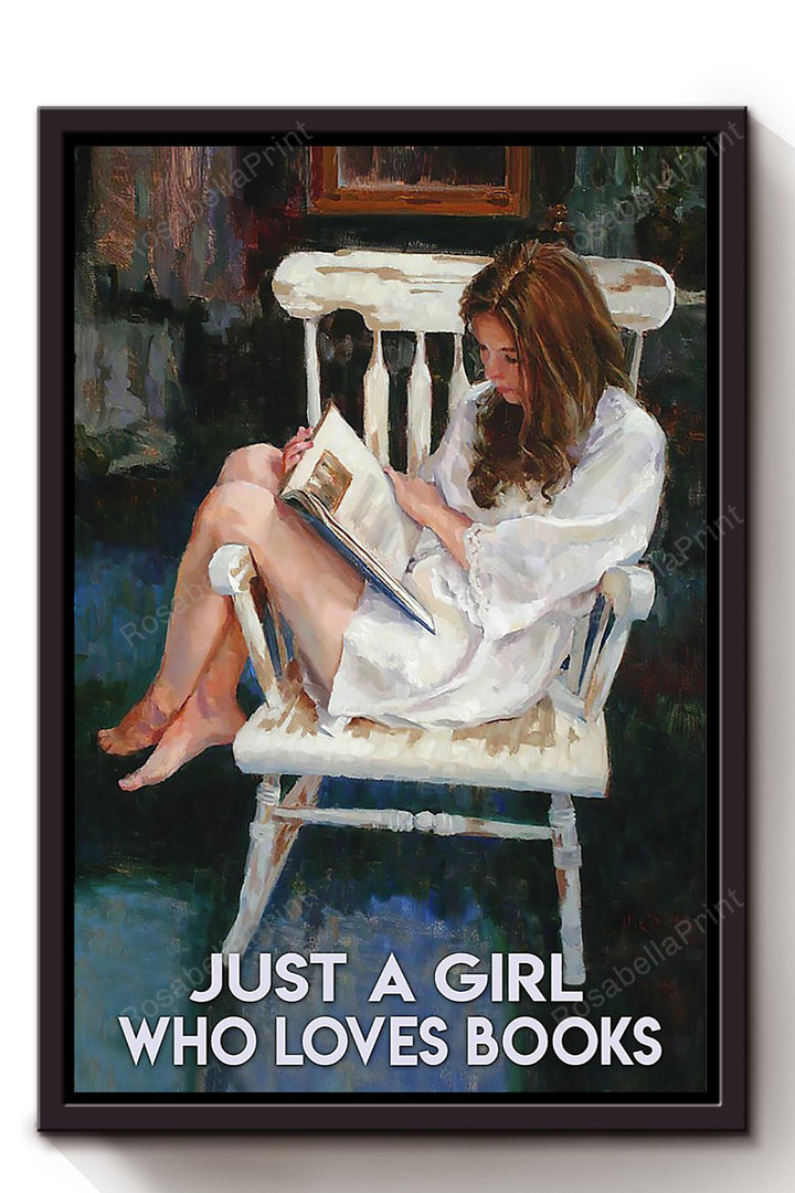 Just A Girl Loves Books Painting Canvas Just A Canvas Wall Art Navy Cute Paint Supplies For Canvas Painting