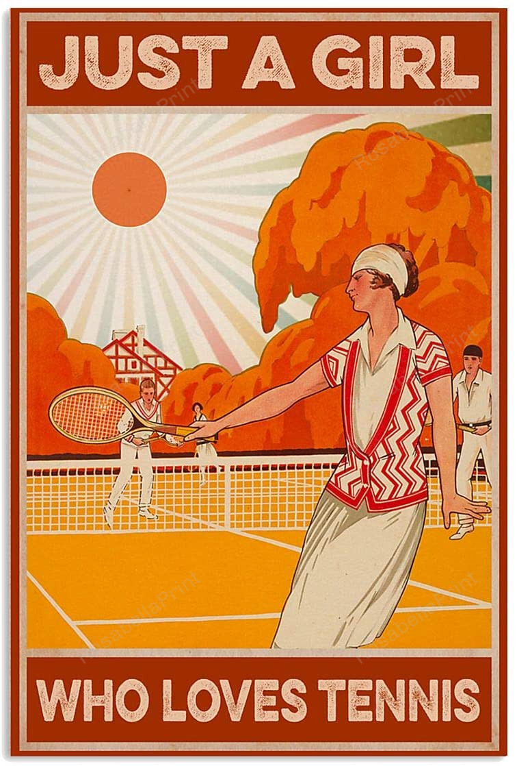 Vintage Girl Playing Tennis Just Canvas Art Vintage Girl Canvas Hamper Rectangle Cute Supplies For Canvas Painting