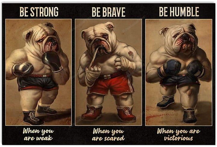 Vintage Bulldog Boxer Be Strong Canvas Wall Art Vintage Bulldog Canvas Picture Wall Plain Rectangle Canvas For Painting