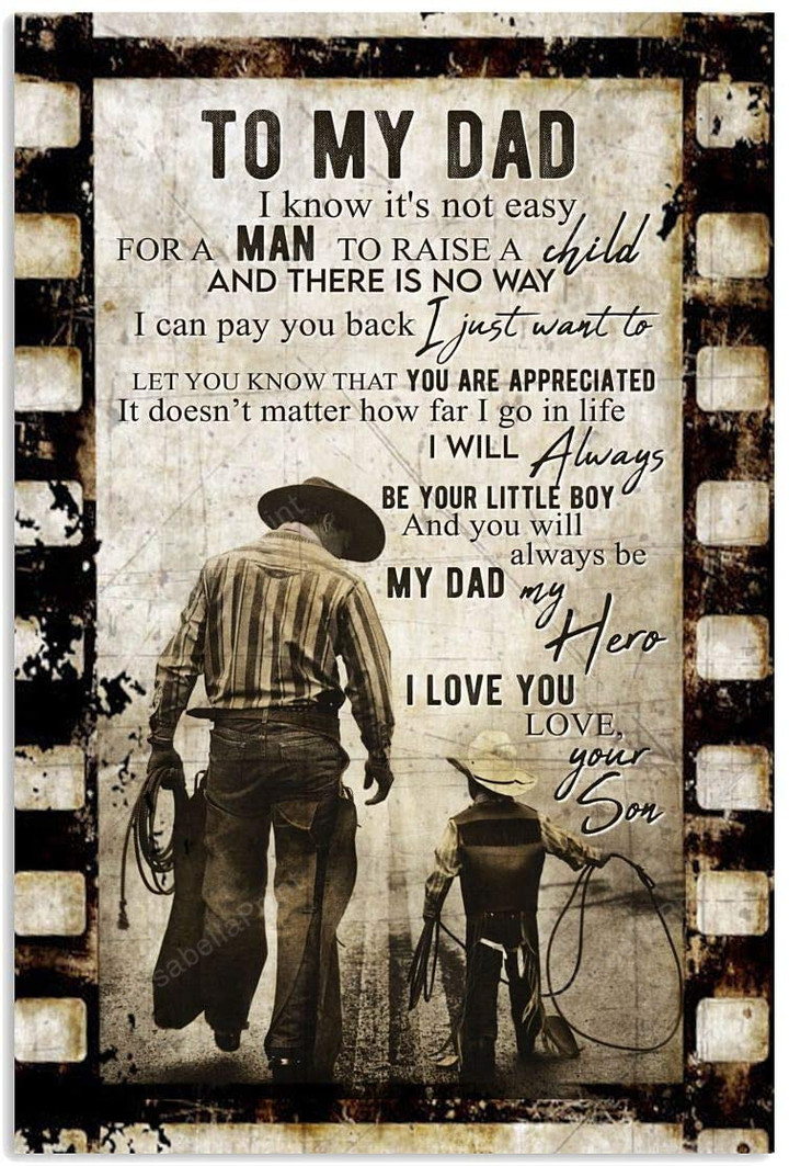 Vintage Cowboy To Dad Film Canvas Wall Art Vintage Cowboy Canvas Work Apron Small Canvas Boards For Painting