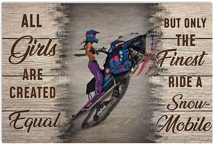 Vintage Girl Riding Snowmobile Girl Canvas Art Vintage Girl Mission Canvas Belt Cool Canvas Sets For Painting