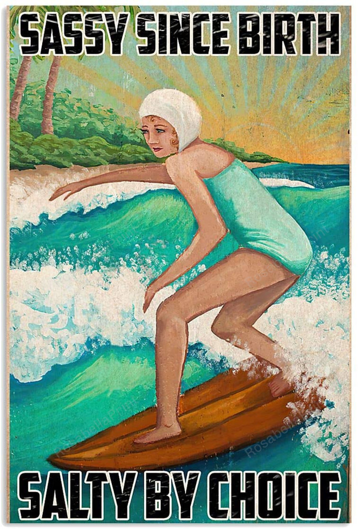 Vintage Girl Surfing Salty By Painting Canvas Vintage Girl Map Canvas Painting Cool Canvas For Drawing