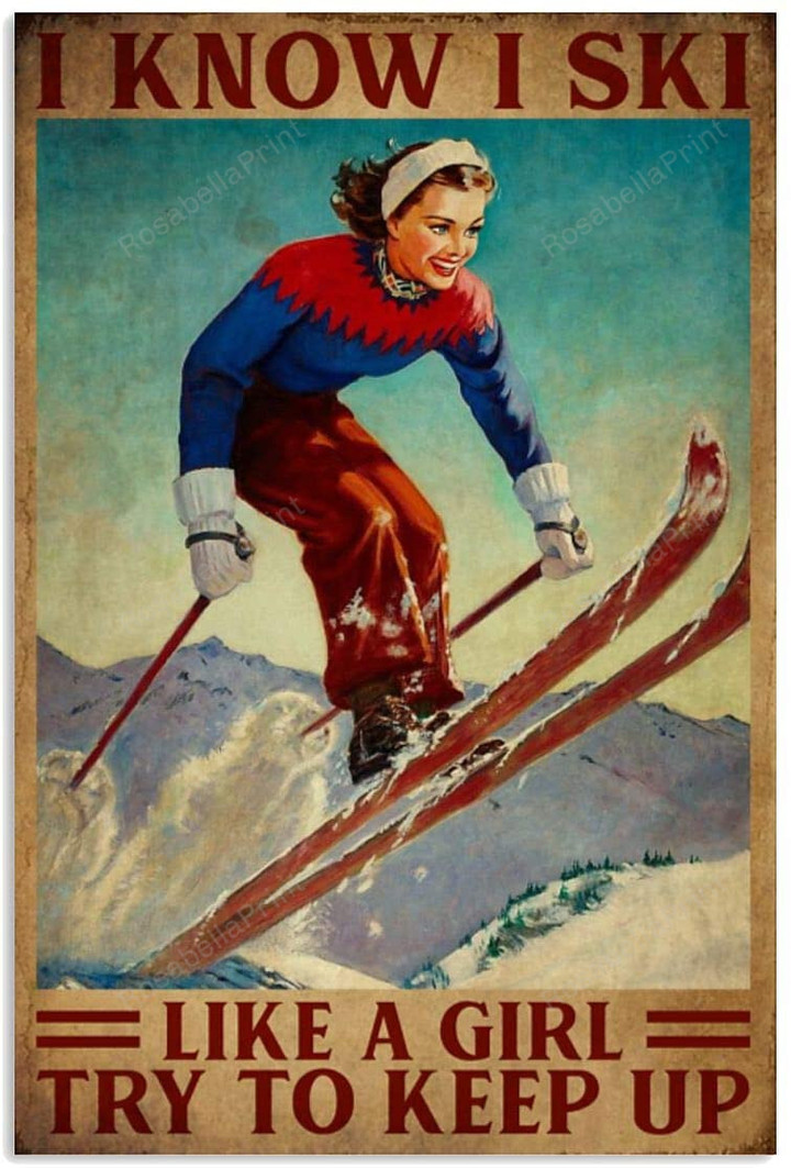 Vintage I Know I Ski Painting Canvas Vintage I 24x36 Canvas Wonderful Canvas Duffle Bags For Men