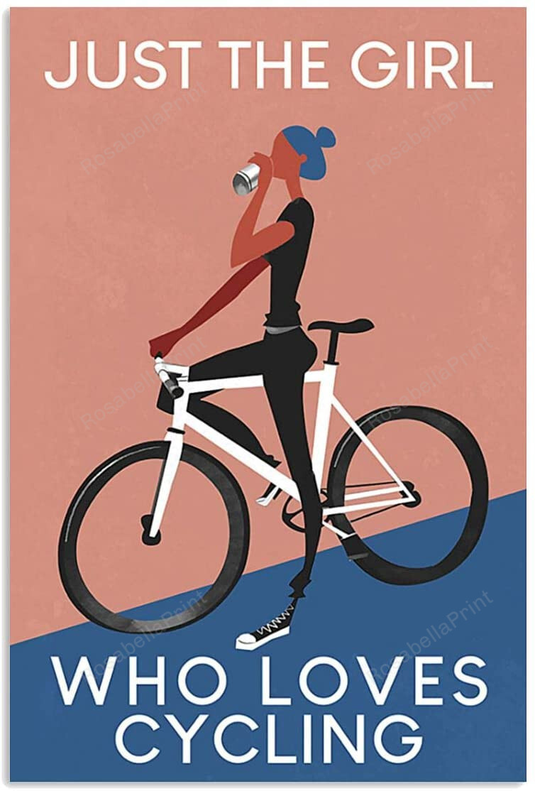 Vintage Girl Loves Cycling Canvas Canvas Wall Art Vintage Girl Canvas Fabric Cool Canvas Bag For School
